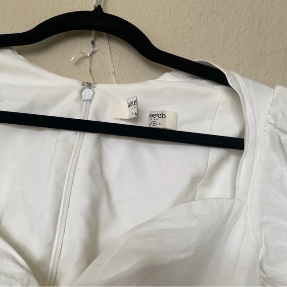 House of CB 'Ellery' Linen Puff Sleeve Sundress midi white‎ NWOT M - Picture 16 of 16